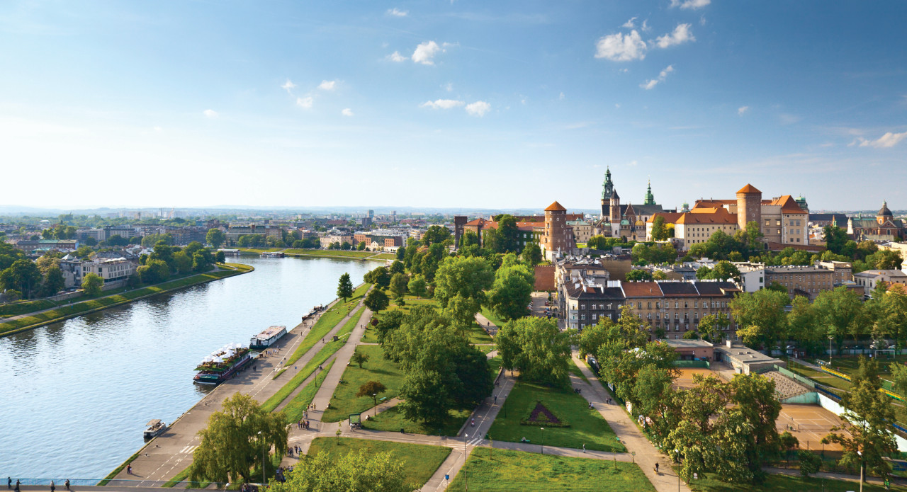 Vue panoramique de la cathédrale de Wawel, Cracovie.